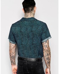 Reclaimed Vintage Party Shirt In Reptile Print In Regular Fit