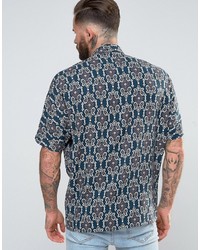 Asos Regular Fit Viscose Shirt With Batwing In Paisley Print