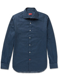 Isaia Slim Fit Printed Brushed Cotton Twill Shirt