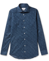 Richard James Slim Fit Printed Cotton Poplin Shirt