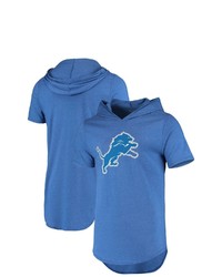 Majestic Threads Blue Detroit Lions Primary Logo Tri Blend Hoodie T Shirt