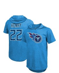 Majestic Threads Derrick Henry Heathered Light Blue Tennessee Titans Name Number Tri Blend Hoodie T Shirt At Nordstrom