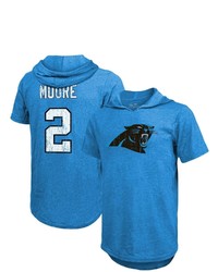 Majestic Threads Dj Moore Blue Carolina Panthers Player Name Number Tri Blend Hoodie T Shirt