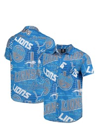 FOCO Blue Detroit Lions Thematic Button Up Shirt At Nordstrom