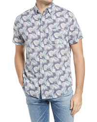 Rails Carson Tropical Short Sleeve Button Up Shirt In Slate Aqua Palms At Nordstrom