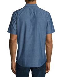 Zachary Prell Dobby Print Short Sleeve Woven Shirt Blue