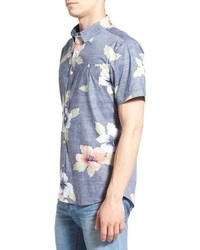 7 Diamonds Great Summer Floral Print Short Sleeve Woven Shirt