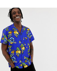 ASOS MADE IN Kenya X 2manysiblings Revere Shirt In Blue Tropical Print