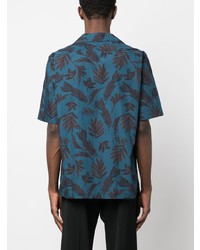 Lardini Leaf Print Short Sleeve Shirt