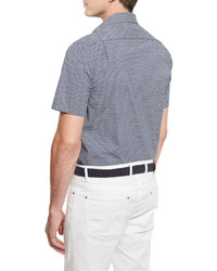 Michael Kors Michl Kors William Printed Short Sleeve Sport Shirt Navy