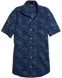 Peter Millar Ocean Traffic Printed Short Sleeve Sport Shirt Barchetta Blue
