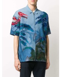 Valentino Red Dragon Embroidered Knitted Shirt