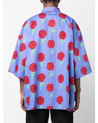 VERSACE JEANS COUTURE Rose Print Short Sleeve Shirt