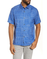 Tommy Bahama Short Sleeve Cotton Silk Button Up Shirt