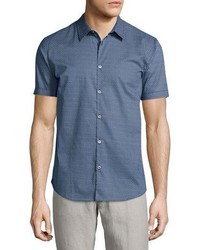 John Varvatos Star Usa Micro Print Short Sleeve Sport Shirt Blue
