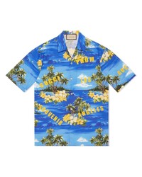 Gucci Tropical Print Cotton Shirt