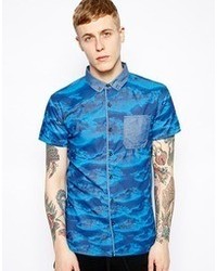 Volklore Shirt In Short Sleeve With Cloud Print