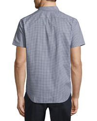 Theory Zack S Cube Print Short Sleeve Sport Shirt Navy
