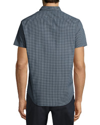 Theory Zack S Trace Printed Short Sleeve Sport Shirt Navy