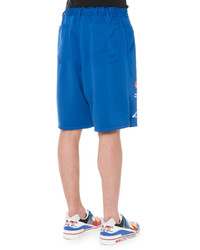 Moschino Logo Patch Print Shorts Blue