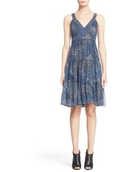 Blue Print Silk Dress