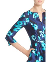 Oscar de la Renta Floral Print Silk Blend Dress