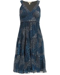 Burberry Brit Ophelia Print Silk Sleeveless Fit Flare Dress