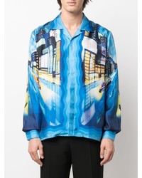 Casablanca Tokyo Nights Print Silk Shirt