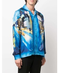 Casablanca Tokyo Nights Print Silk Shirt