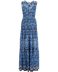 Blue Print Silk Maxi Dress