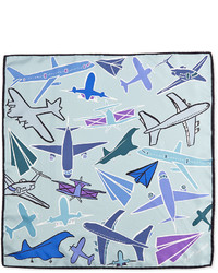 Anna Coroneo Airplane Print Mini Square Scarf Mint