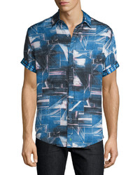 Robert Graham Rocky Island Multi Printed Silkcotton Sport Shirt Indigo