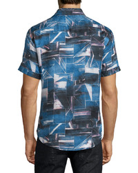 Robert Graham Rocky Island Multi Printed Silkcotton Sport Shirt Indigo