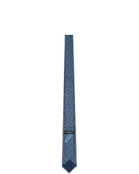 Salvatore Ferragamo Blue And Black Silk Geometrical Neck Tie