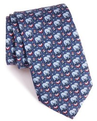 Vineyard Vines Elephants Print Silk Tie