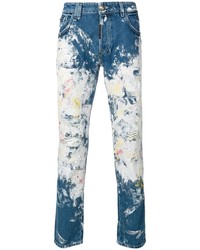 Philipp Plein Painted Super Straight Cut Jeans