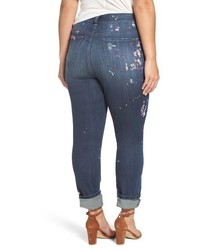 Melissa McCarthy Plus Size Seven7 Paint Splatter Print Roll Cuff Stretch Skinny Jeans
