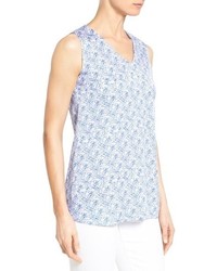 Nordstrom Collection Tile Print Sleeveless Stretch Silk Blouse