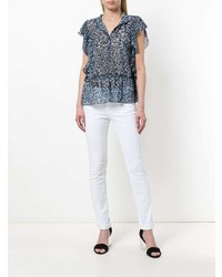Versace Jeans Ruffled Leopard Print Blouse