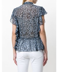 Versace Jeans Ruffled Leopard Print Blouse