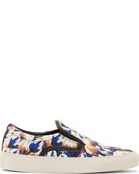 Mother of Pearl Blue Tulip Print Achilles Slip On Sneakers
