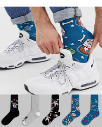 ASOS DESIGN Ankle Socks With Space Dogs 5 Pack