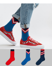 ASOS DESIGN Ankle Socks With Varsity Design 3 Pack
