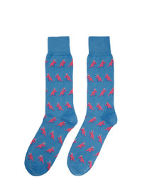 Paul Smith Blue And Pink Jacquard Dinosaur Socks