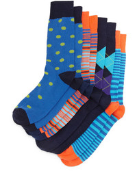 Neiman Marcus Four Pair Wardrobe Sock Setbrownblueorange