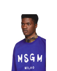 MSGM Blue Artist Logo Sweatshirt