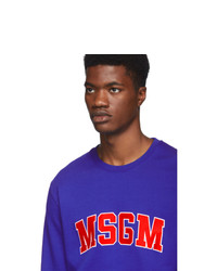 MSGM Blue College Logo Sweatshirt