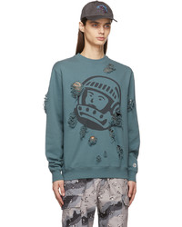 Billionaire Boys Club Blue Distressed Astro Logo Sweatshirt