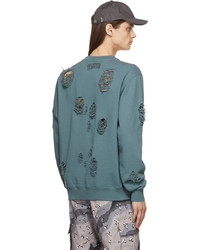 Billionaire Boys Club Blue Distressed Astro Logo Sweatshirt