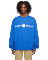 We11done Blue Patched Mirror Logo Sweatshirt